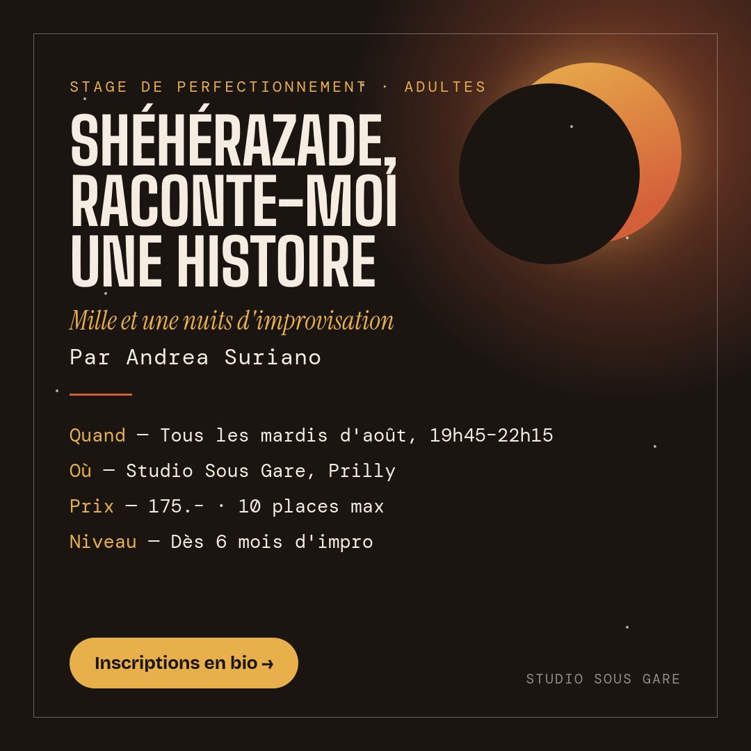 Stage Shéhérazade, raconte-moi une histoire